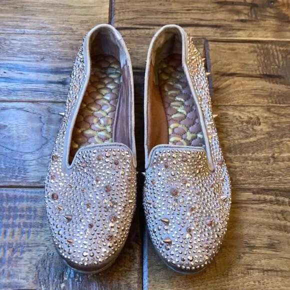 Sam Edelman Adena Studded Satin Loafers Flats Rose Gold Spike Size 6 - Picture 4 of 12